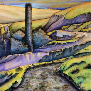 Derelict Mine, Landscape. England, Watercolour Painting