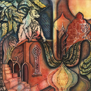 Taj Monkey's, watercolor painting