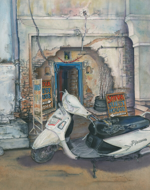 Shiva Guest House Watercolour Painting Image