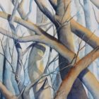Product detail photo of the Tangled Trees painting by Caryn Noad. Available for sale on this page for £135